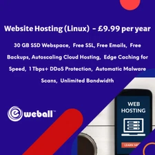 Web Hosting (Linux), £9.99/year - 30GB SSD, SSL, Emails, Secured, Lightning Fast