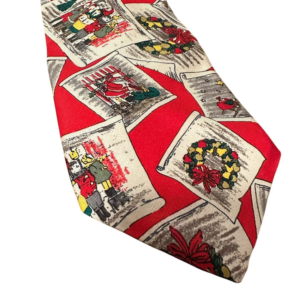 Corbata de Navidad de seda Wembley vintage coronas Papá Noel reno Foto 2 de 4