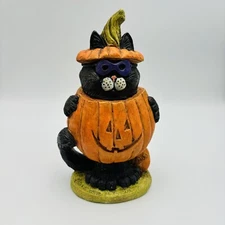 Cat in Pumpkin Costume Resin Figurine Telle M Stein 2005 Halloween
