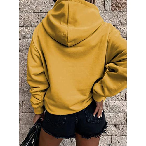 Ladies Loose Fit Long Sleeve Pullover Women Fall Warm With Pocket Hooded Tops - Picture 63 of 80