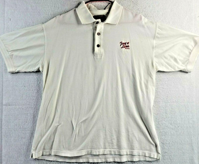 Tony Lama Boots Logo White Knit Cotton Polo Tri Mountain Gold Shirt Mens Large