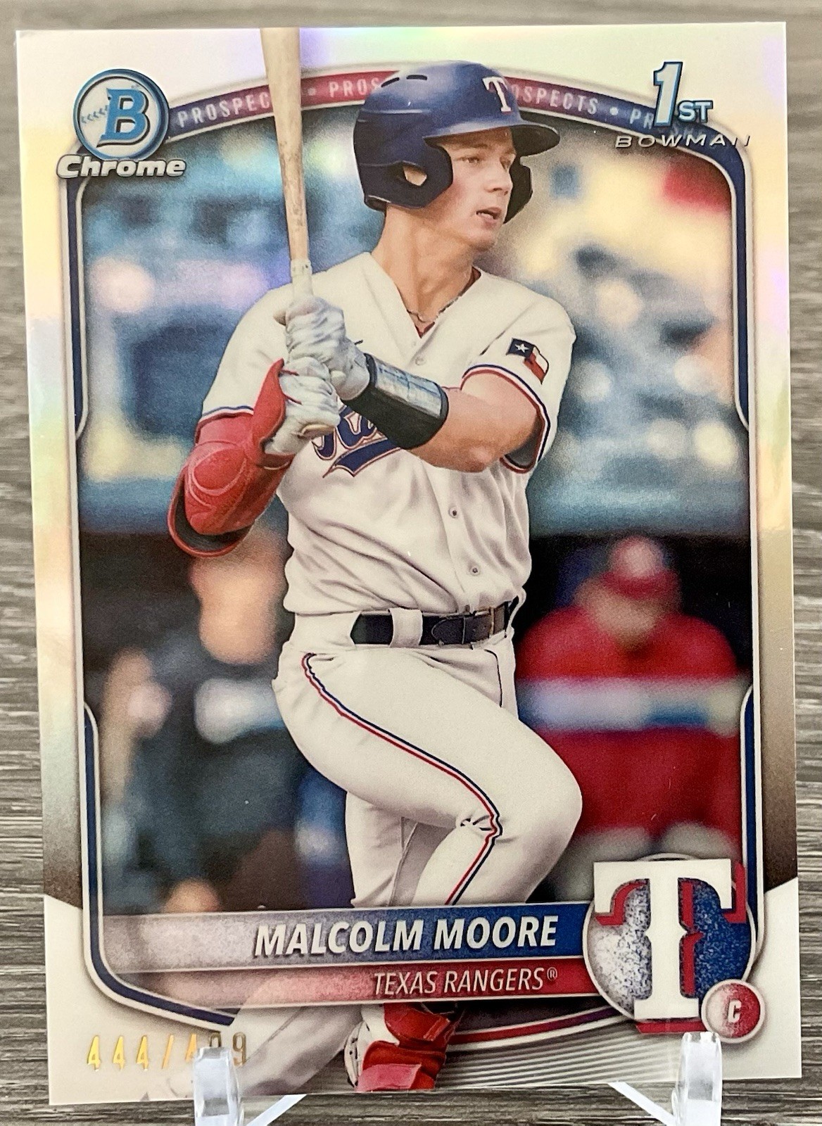 2025 Bowman Baseball Malcolm Moore Chrome Refractor 1st 444/499 Rangers