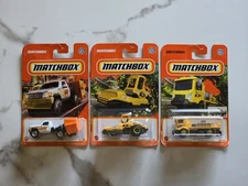 (Lot Of 3) Matchbox Construction Road Roller, Road Stripe King, Garbage Stinger 