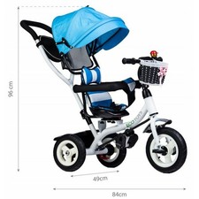 ECOTOYS Dreirad mit Dach und Führungsstange blau