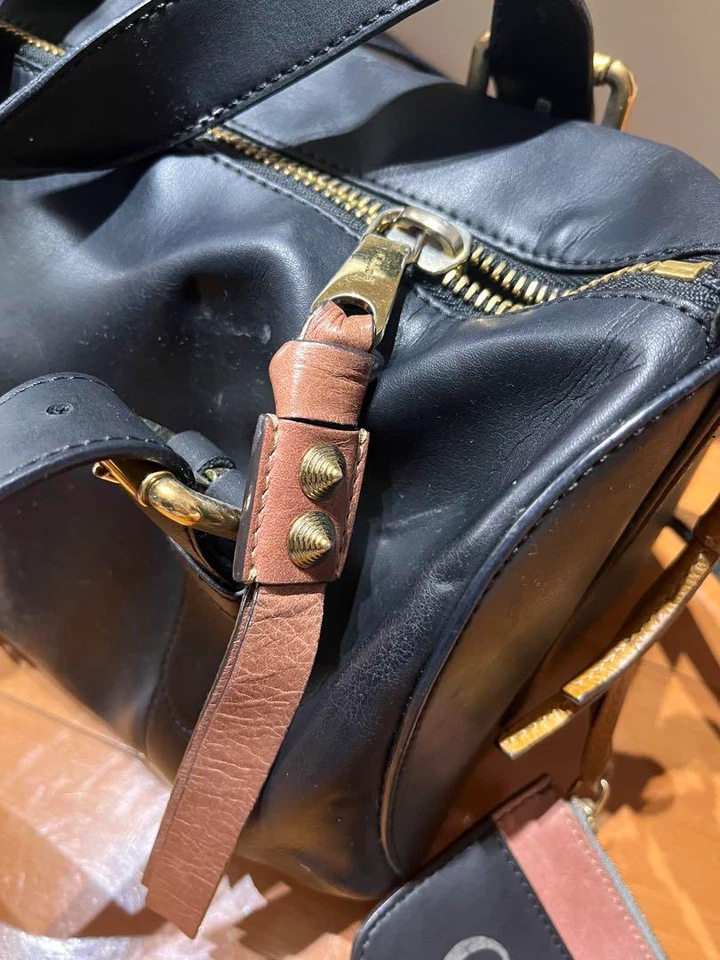 Chloé Sam Mini Boston Bag Black Leather 2WAY Shoulder Handbag W/Pouch USED cute - Image 4 of 4