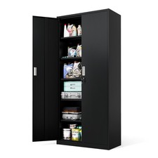 Heavy-Duty Metal Storage Cabinet with Locking Doors, 5 Adjustable Shelves New