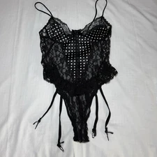 Vintage NAN FLOWER Baby Doll Women Large Satin Garters Pinup Lingerie Polka Dot