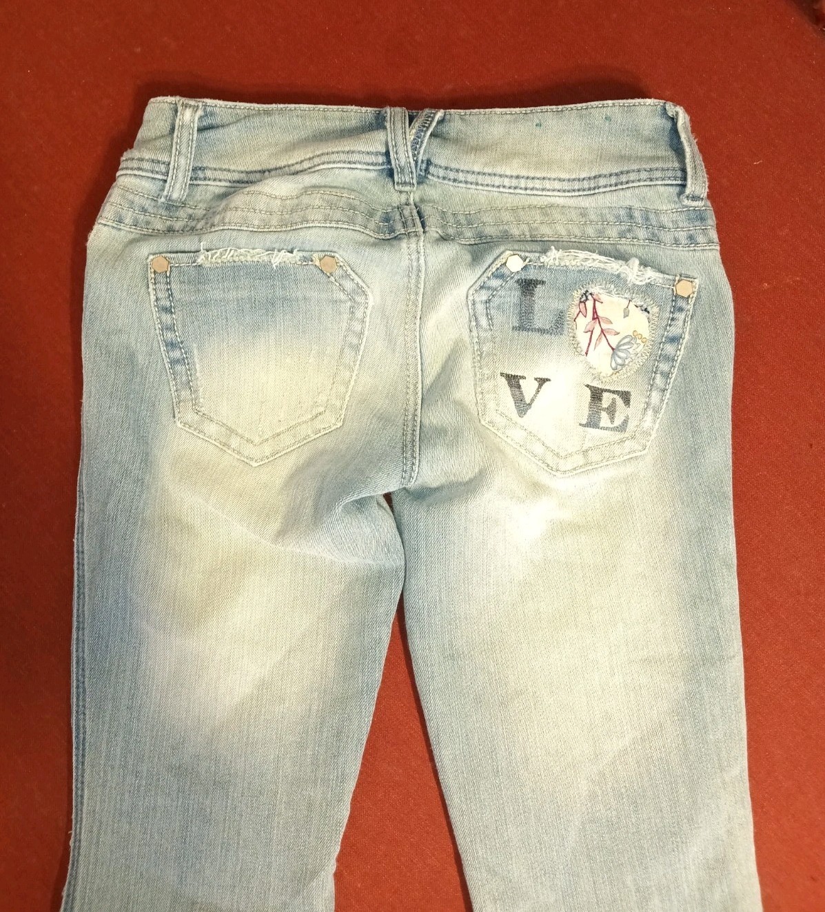 Y2K Almost Famous Distressed Patchwork Flare Jean… - image 6