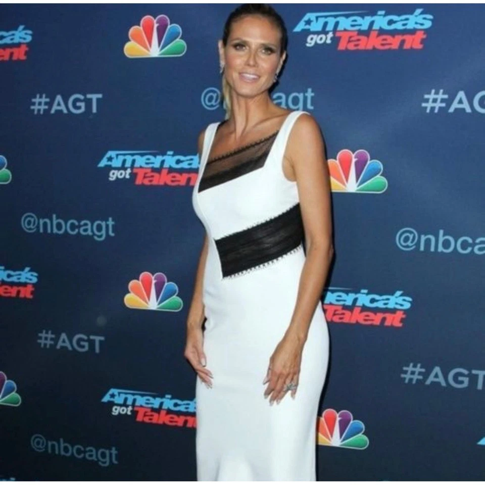 Vestido midi ROLAND MOURET blanco negro con panel de encaje talla 10 formal como se ve en la televisión Foto 2 de 4