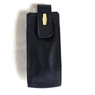 Longchamp Paris Vintage Black Leather Belt Pouch Case Made in France