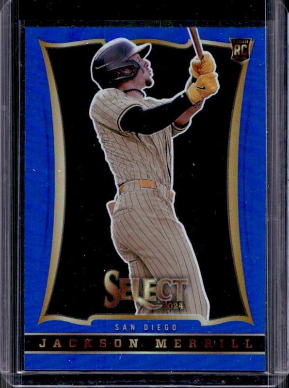 2024 Panini Select Jackson Merrill Throwback RC Blue Prizm Rookie #/49 Padres