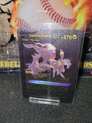 Pokemon Umbreon & Darkrai GX Tag Team Black Foil Fan/Display Art Card 
