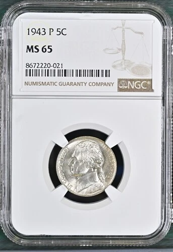 1943-P Jefferson nickel graded by NGC MS65