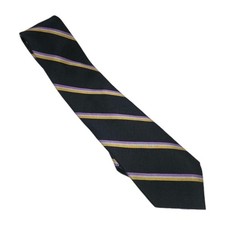 Vtg Ralph Lauren LAUREN Hand Finished, USA Made Black w/Yellow & Purple Neck Tie