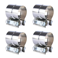 4PCS 2.5" Stainless Steel Butt Joint Exhaust Band Clamp Sleeve for Exhaust Pipe