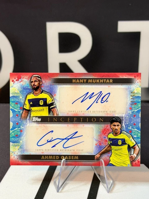 2025 Topps Inception MLS Dual Auto Red /10 Hany Mukhtar Ahmed Qasem RC