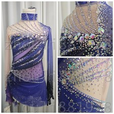 New Ice Figure Skating Dress Figure Skating Dress For Competition blue dyeing