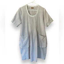 Tulip Clothing Purple Striped Short Sleeve Scoop Neck Dress 100% Cotton S