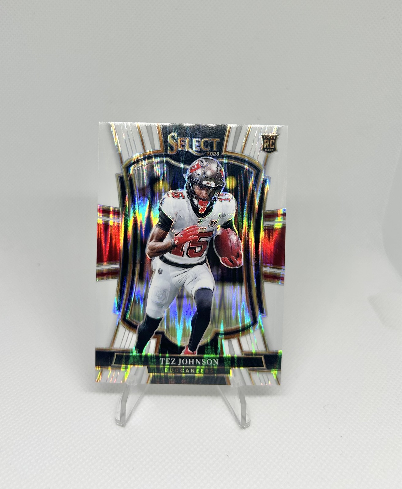 2025 Panini Select - Premier Level Tez Johnson #138 White Shock Prizm /799 (RC)