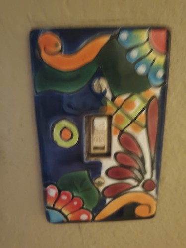 Cubierta de placa de interruptor de luz de palanca única de cerámica mexicana Talavera pintada a mano 5" - Imagen 3 de 3