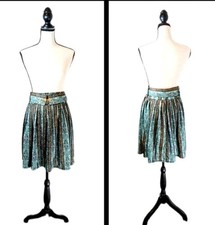Vintage 60s 70s Handmade Cottagecore Fairy Belted Floral Striped Green Skirt XL