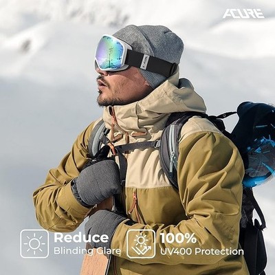 ACURE Skibrille, Schnee Snowboard Brille für Herren Damen Erwachsene Jugend, OTG - Over