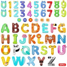 Cocurb 52 Pack Magnetic Letters Numbers Fridge Magnets Small, Multiple-colors