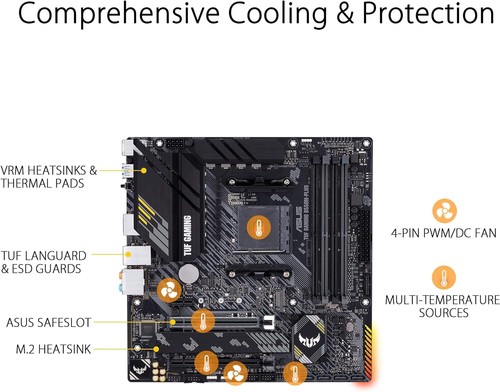 ASUS TUF Gaming B550M-PLUS, AMD B550 (Ryzen AM4) Micro ATX Motherboard (PCIe 4.0 - Imagen 9 de 10
