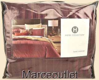 Hotel Collection Metallic Strie FULL / QUEEN Duvet Cover & Shams Set Bordeaux