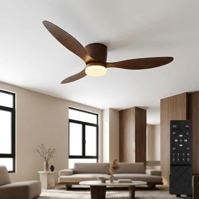 Deckenventilator Kühler Holzoptik Lüfter Fernbedienung Dimmer LED D 131,5 cm - Bild 1 von 4