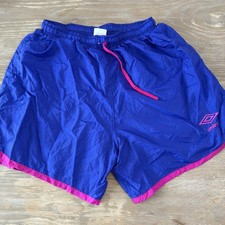 Vintage UMBRO SHORTS Adult Large Purple Pink Nylon Made in USA Soccer Football
