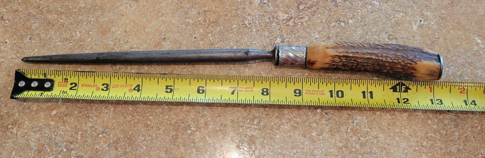 Antique Antler Stag Handle Hone Steel Knife Sharpener 13" Long Nailed Cap
Opens in a new window or t