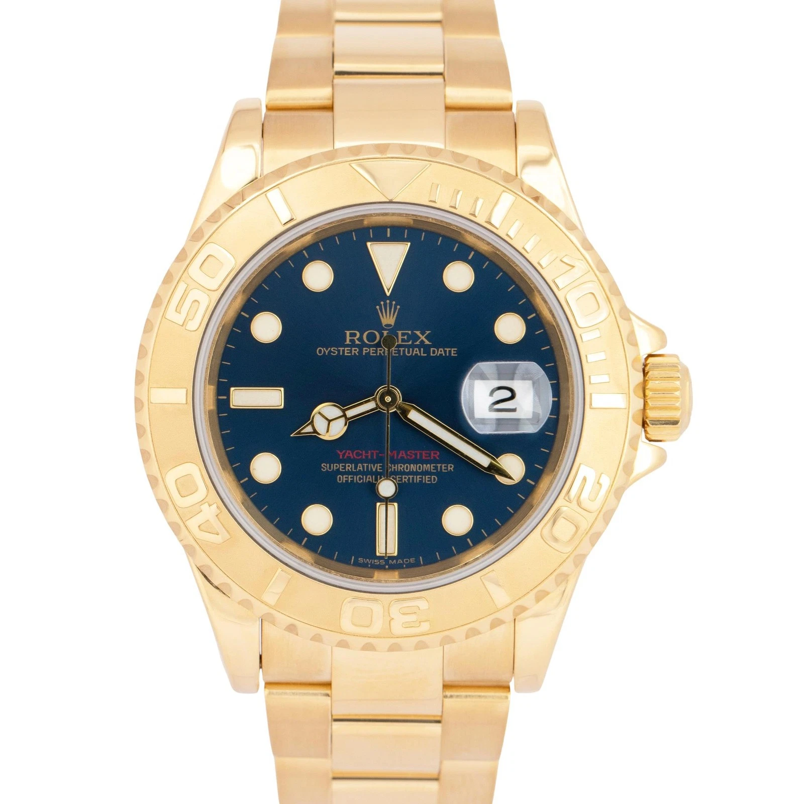 MINT Rolex Yacht-Master 40mm BLUE 18K Yellow Gold Automatic Watch 16628