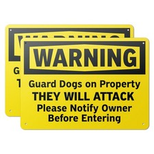 2 pack 14" x 10" Guard Dog Warning Sign - Laminated Aluminum  UV Protected...