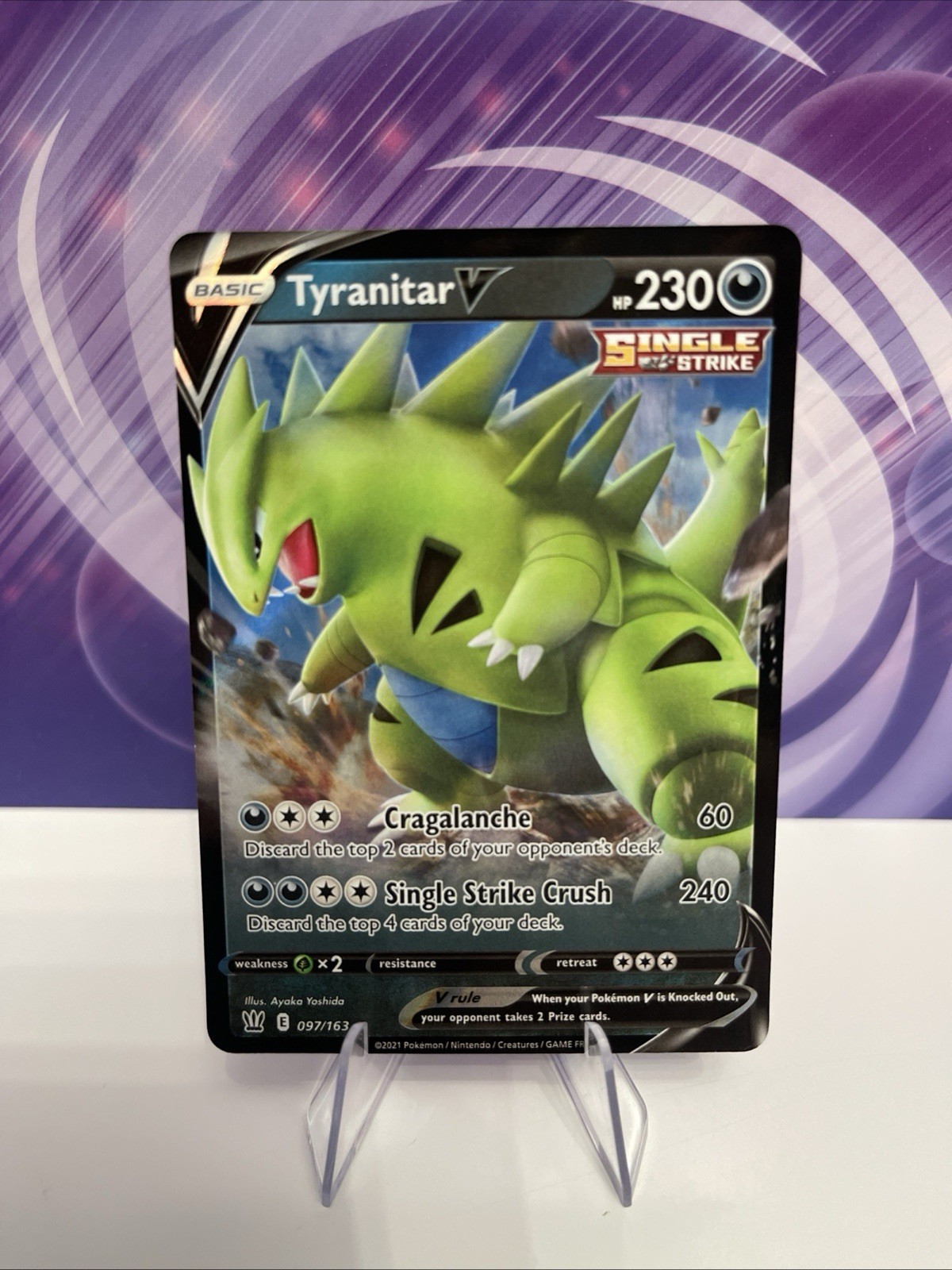 2021 Pokemon TCG SWSH Battle Styles TYRANITAR V Ultra Rare HOLO 97/163 MINT🔥