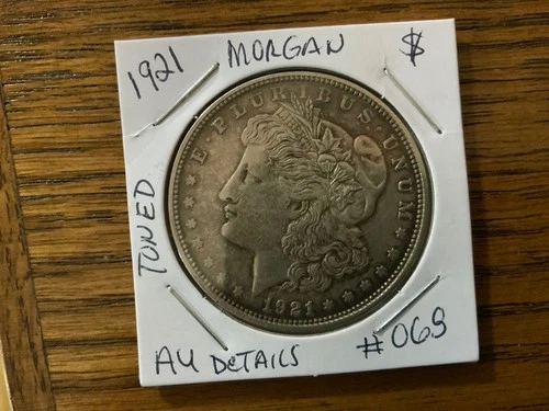 1921 P Morgan Dollar AU. Details toned UNC details 068