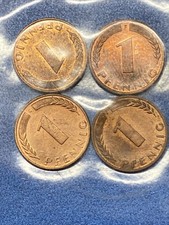 1 Pfennig 1950 D/F/G/J BDR Sehr Sch&ouml;n bis Stempelglanz Erhaltung -Beispielbild-