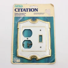 Hall Mack Citation Nutone Duplex Receptacle Outlet Switch Plate Vintage Brass