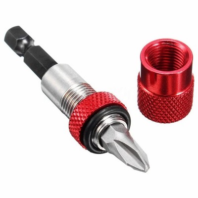 Red Adjustable Screw Depth Bit Holder W/ Magnetic Tip 1/4'' Inch Hex Driver Tool