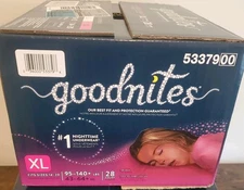 *NIB* Girls Goodnights- Size XL- 1 Box of (28 Total Count)