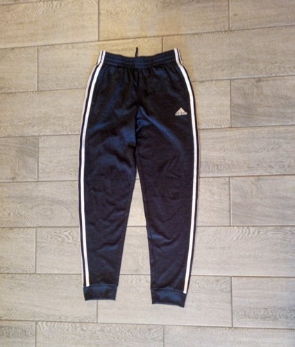 Adidas Black/White Athletic Pants Girls L (14-16) Logo 3 Stripe Elastic/Tie