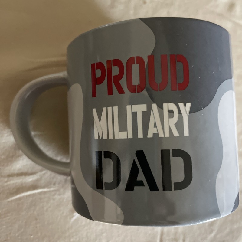 Proud Military Dad Camo Coffee Mug 14oz Homefront Girl Used
