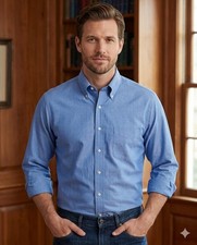 Brooks Brothers Makers Mens 16-33 Blue Oxford Cloth Button Down Shirt USA Cotton