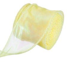 Iridescent Organza Ribbon 1.6 Inch x 10 Yard, Laser Sheer Wired Ribbon Yellow