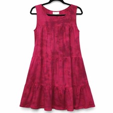 Anthro Saturday Sunday Women M Magenta Tie Dye Tiered Swing Dress Viscose