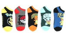 Pokemon Starters No-Show Socks 5 Pair Pikachu Pokeball Charmander Squirtle NEW