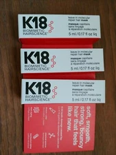 3X K18 LEAVE-IN MOLECULAR REPAIR HAIR MASK 0.17oz / 5ml TOTAL 15ML 0.5oz NEW NIB