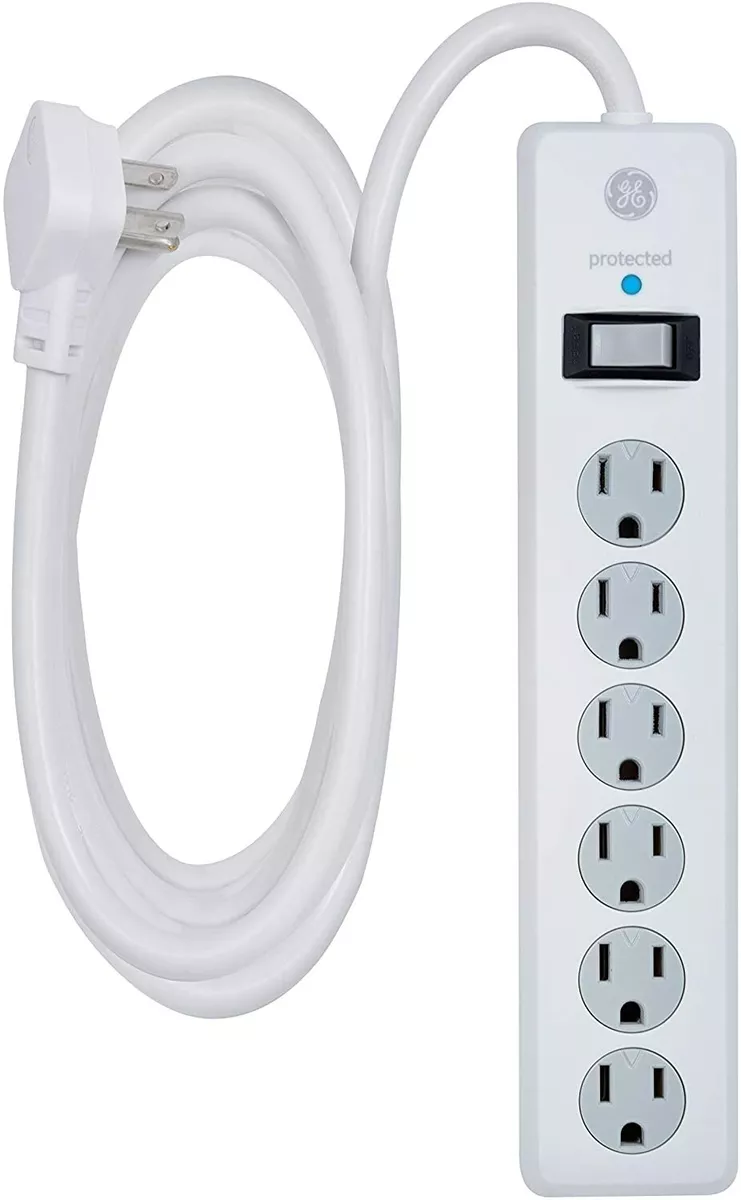 GE 6 Outlet Surge Protector 10 Ft Extension Cord Power Strip 800 Joules