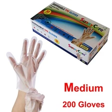 200 PCS Clear SunnyCare TPE Food Service Gloves, Powder Free (Non Vinyl Latex) M
