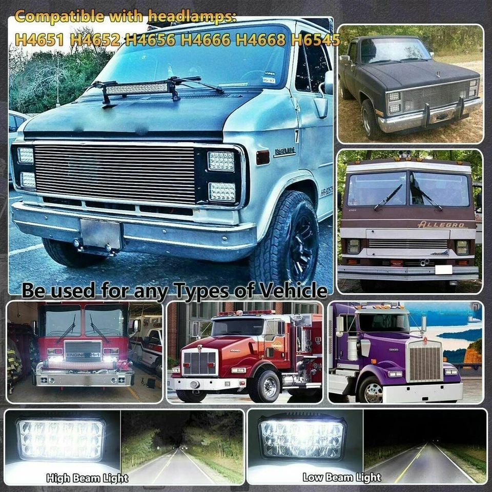 4PC 4x6" LED Headlights Hi/Lo Sealed Beam H6545 For Isuzu NQR NPR NPR-HD FTR FVR - Image 2 of 4